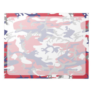 Camouflage, Blue White Red Gray, Military, Army Notepad