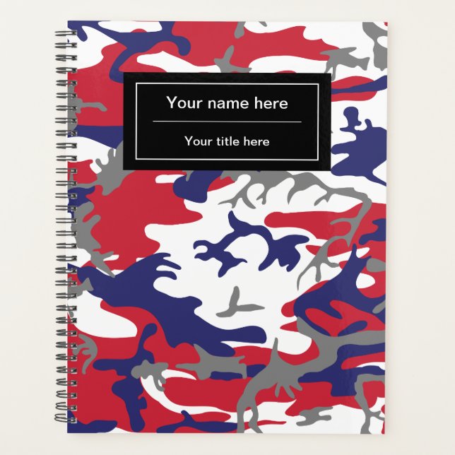 Camouflage, Blue White Red Gray, Military, Army Planner (Front)