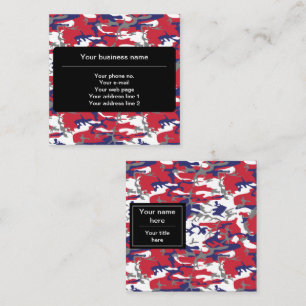 Camouflage, Blue White Red Gray, Military, Army Square Business Card