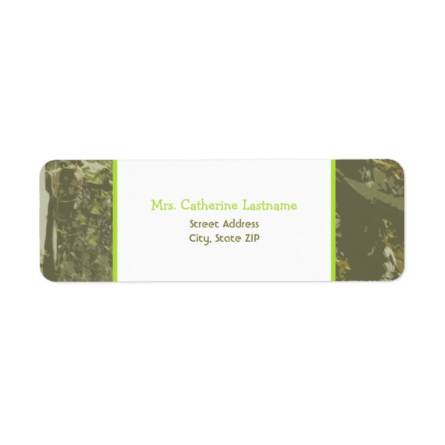 Camouflage & Bright Green Address Label Sticker (Front)