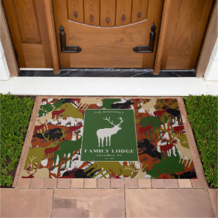 Camouflage Brown Green Personalized Doormat