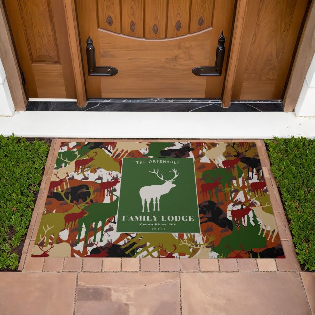 Camouflage Brown Green Personalized Doormat (Outdoor)