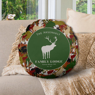 Camouflage Brown Green Personalized Round Pillow