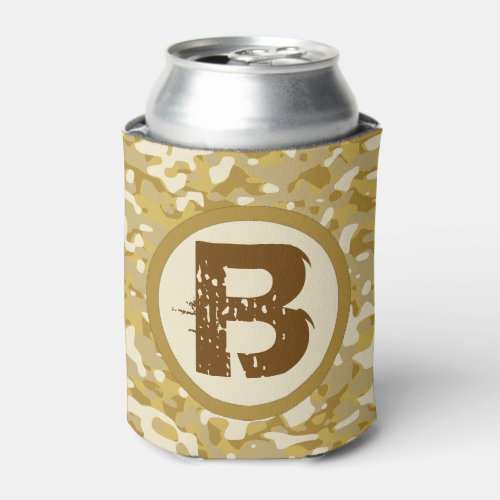 Camouflage Brown Monogram Hunting and Fishing Can Cooler