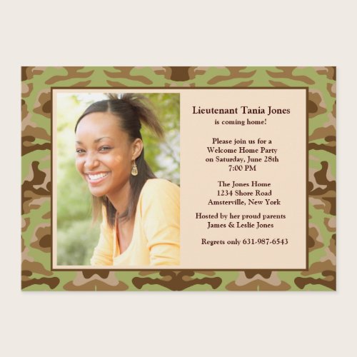 Camouflage Brown Photo Invitation