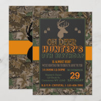 Camouflage Buck Deer Birthday Party Invitation