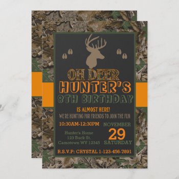 Camouflage Buck Deer Birthday Party Invitation by TiffsSweetDesigns at Zazzle