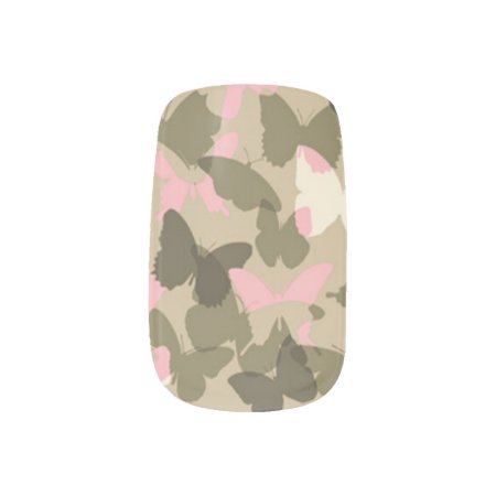 Camouflage Butterflies Design Nail Art