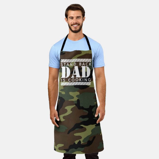 Camouflage Camo Aprons, Stand Back, Dad's Cooking Apron (Worn)