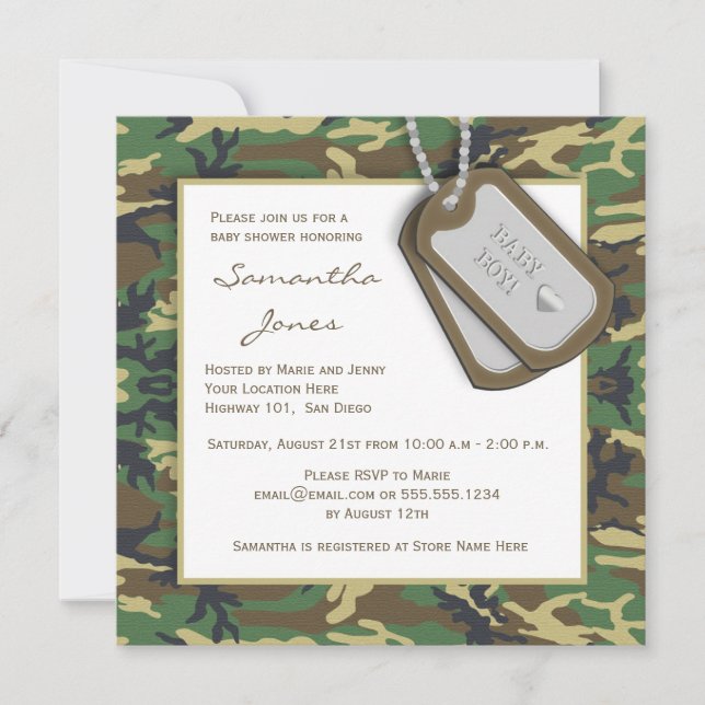 Camouflage / Camo Baby Boy Shower Invite (Front)