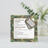 Camouflage / Camo Birthday Party with Dog Tags Invitation (Standing Front)