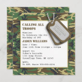 Camouflage / Camo Birthday Party with Dog Tags Invitation (Front/Back)