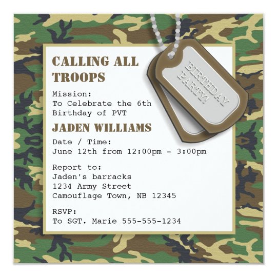 Camouflage Invitations Template Free 6