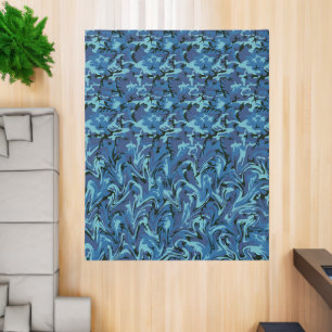 Camouflage Camo Blue Melting Wavy Illusion Effect Rug