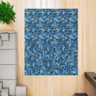 Camouflage Camo Blue Melting Wavy Illusion Effect Rug