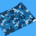 Camouflage Camo Blue Navy Military Wrapping Paper