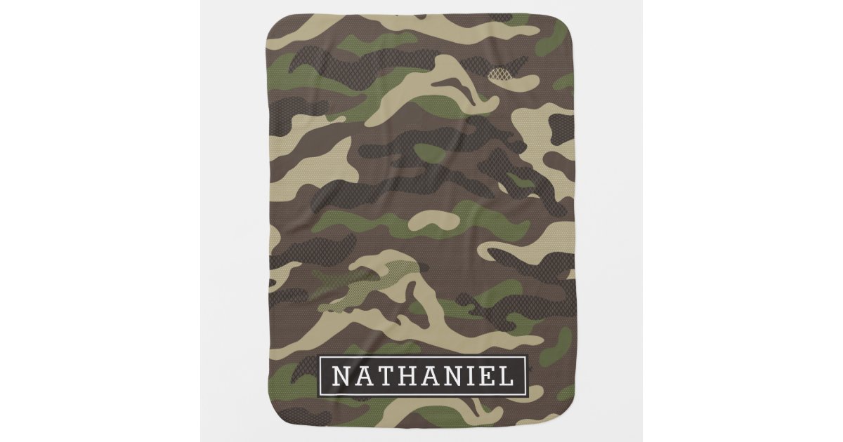 Camouflage Camo Boys Personalized Name Baby Blanket Zazzle Com