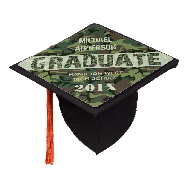 Camouflage Camo Graduation Personalized Name Class Graduation Cap Topper
