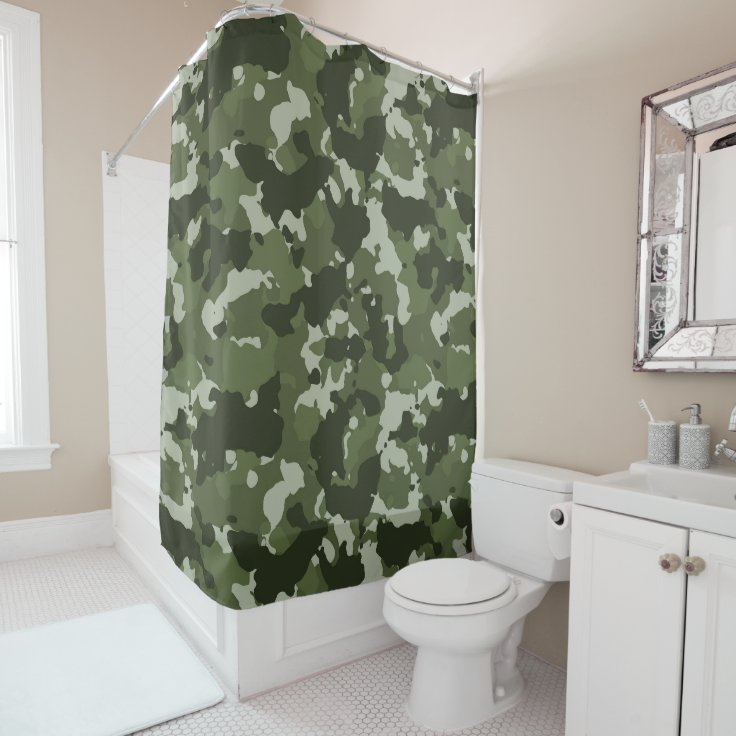 Camouflage Camo Green Army Woodland Shower Curtain | Zazzle