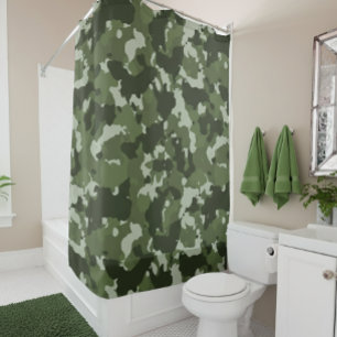 Camouflage Camo Green Army Woodland Shower Curtain