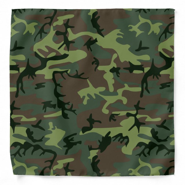 Camouflage Camo Green Brown Pattern Bandana (Front)