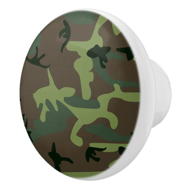 Camouflage Camo Green Brown Pattern Ceramic Knob (Right)
