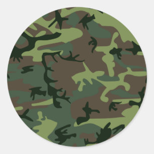 Camouflage Camo Green Brown Pattern Classic Round Sticker