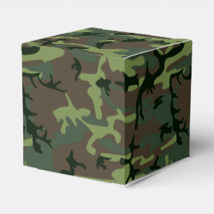Camouflage Camo Green Brown Pattern Favor Boxes