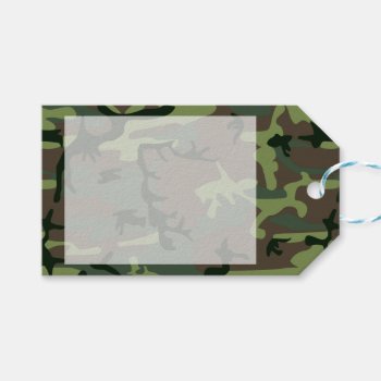 Camouflage Camo Green Brown Pattern Gift Tags by backdropshop at Zazzle