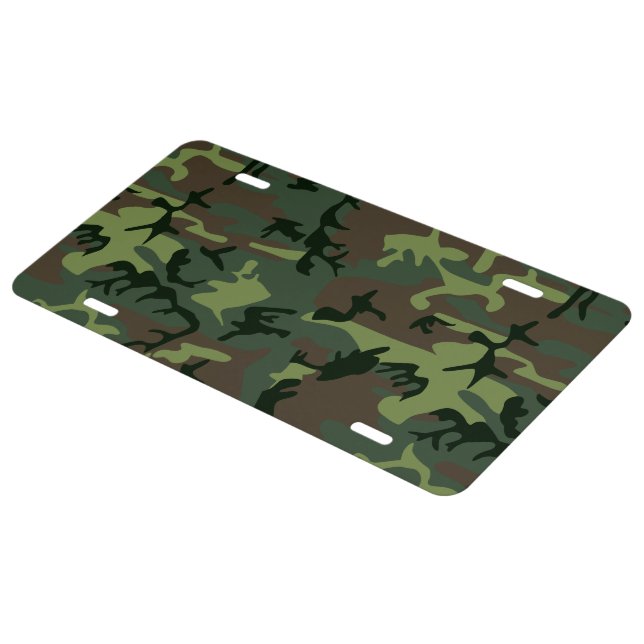 Camouflage Camo Green Brown Pattern License Plate (Side)