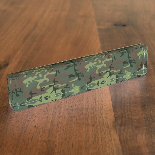 Camouflage Camo Green Brown Pattern Nameplate (Side)