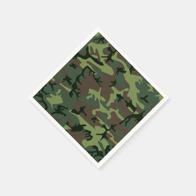 Camouflage Camo Green Brown Pattern Napkins (Corner)
