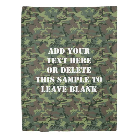 camouflage camo green brown pattern personalized duvet cover