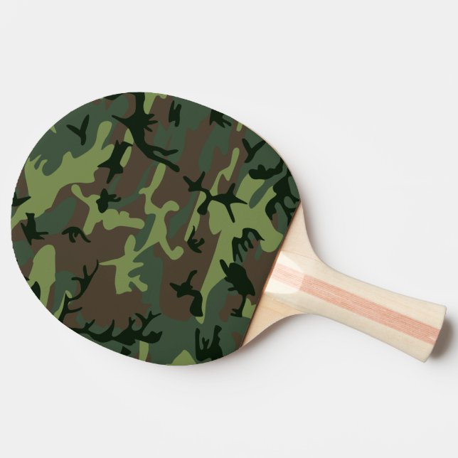 Camouflage Camo Green Brown Pattern Ping-Pong Paddle (Back Side)