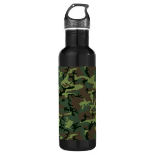 Camouflage Camo Green Brown Pattern Stainless Steel Water Bottle