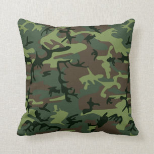 Camouflage Camo Green Brown Pattern Throw Pillow