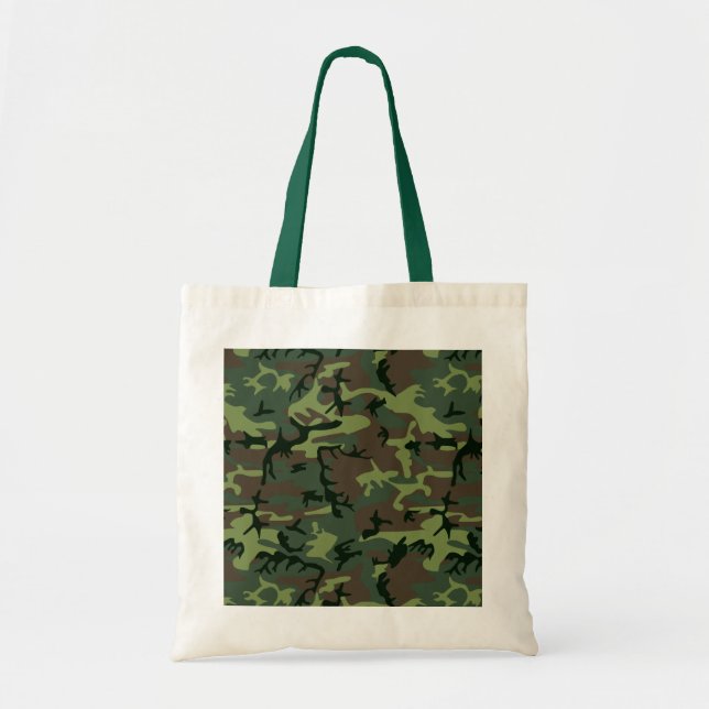 Camouflage Camo Green Brown Pattern Tote Bag (Front)