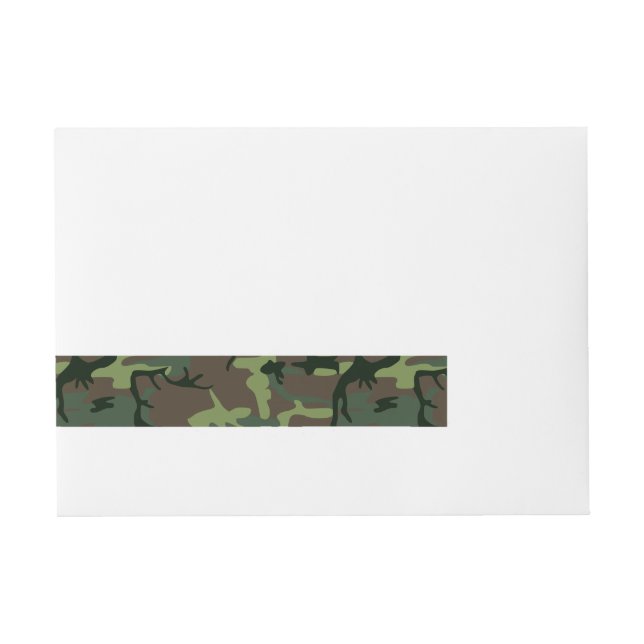 Camouflage Camo Green Brown Pattern Wrap Around Address Label (Front)