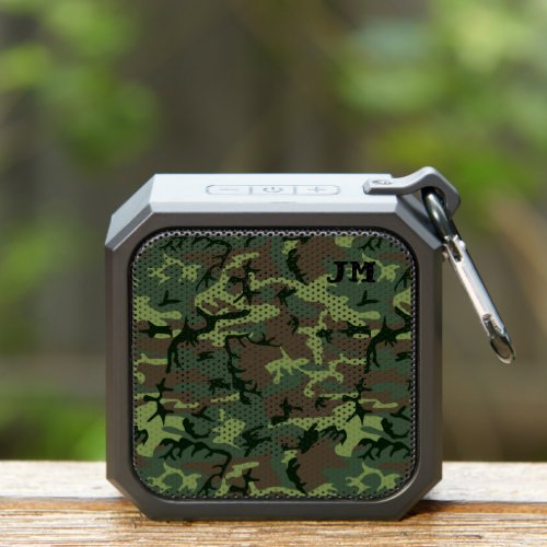 Camouflage Camo Green Pattern Custom Monogram Bluetooth Speaker