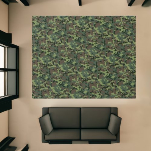 Camouflage Camo Green Rustic Pattern Area Rug
