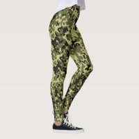 Camouflage Camo Green Yellow Black Leggings