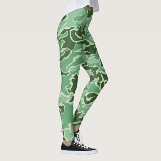 Camouflage Camo Green Yellow Leggings (Right)