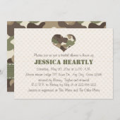 Camouflage Camo Heart Bridal Shower Invitations (Front/Back)