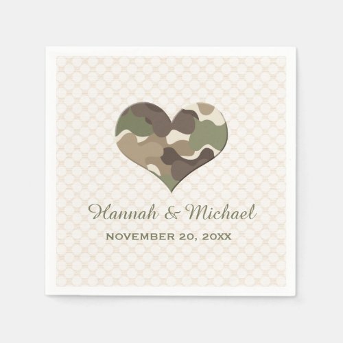 CAMOUFLAGE CAMO HEART WEDDING NAPKINS