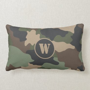 Camouflage Camo Khaki Green Tan Black Monogram Lumbar Pillow Camouflage Camo Khaki Green Tan Black Monogram Lumbar Pillow