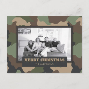 Camouflage Camo Military Christmas Photo Holiday Postcard