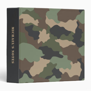 Camouflage Camo Military Khaki Green Tan Black 3 Ring Binder