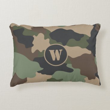 Camouflage Camo Military Khaki Green Tan Monogram Accent Pillow Camouflage Camo Military Khaki Green Tan Monogram Accent Pillow
