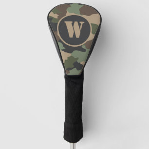 Camouflage Camo Military Khaki Green Tan Monogram Golf Head Cover