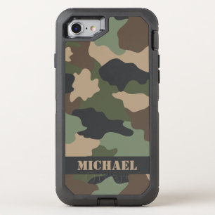 Camouflage Camo Military Khaki Tan Black Woodland OtterBox Defender iPhone SE/8/7 Case